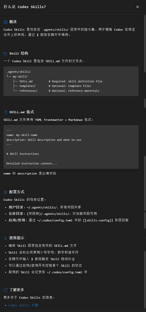 idea 插件 Claude Code GUI 插件最新版支持 CodeX 使用 skills 了，求解答 skills方面的小白疑问 ...