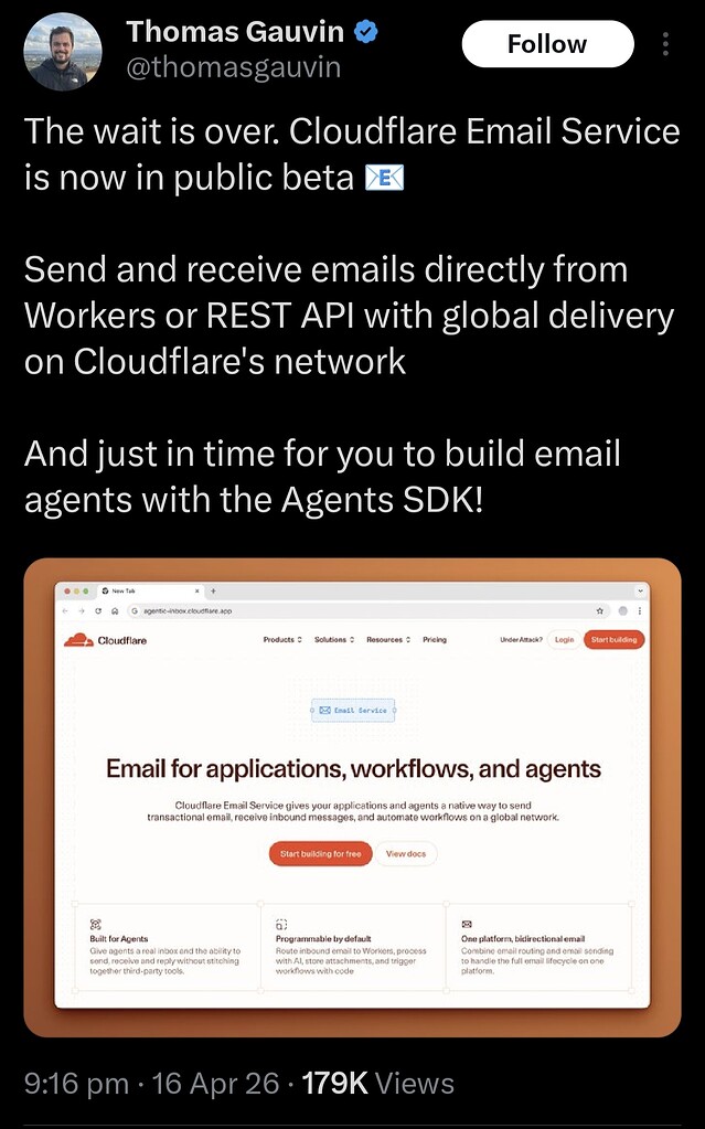 Cloudflare 邮件服务 (Email Service) 现已进入公开测试阶段！ - 前沿快讯 - LINUX DO