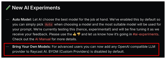 Raycast新版AI功能Custom Providers 体验 - 开发调优 - LINUX DO