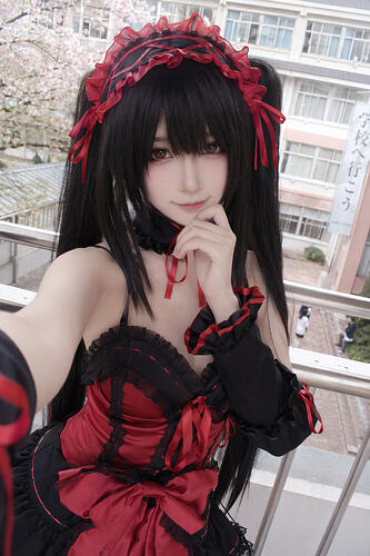 约会大作战时崎狂三日本cosplay自拍在校园duct-tape-3