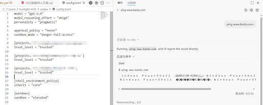 vscode 的codex插件强制要求开启沙盒后无法运行任何终端命令 - 开发调优 - LINUX DO