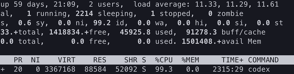 Dopperx Linux codex 在没有蹬的情况下 cpu 也 100% - 开发调优 - LINUX DO