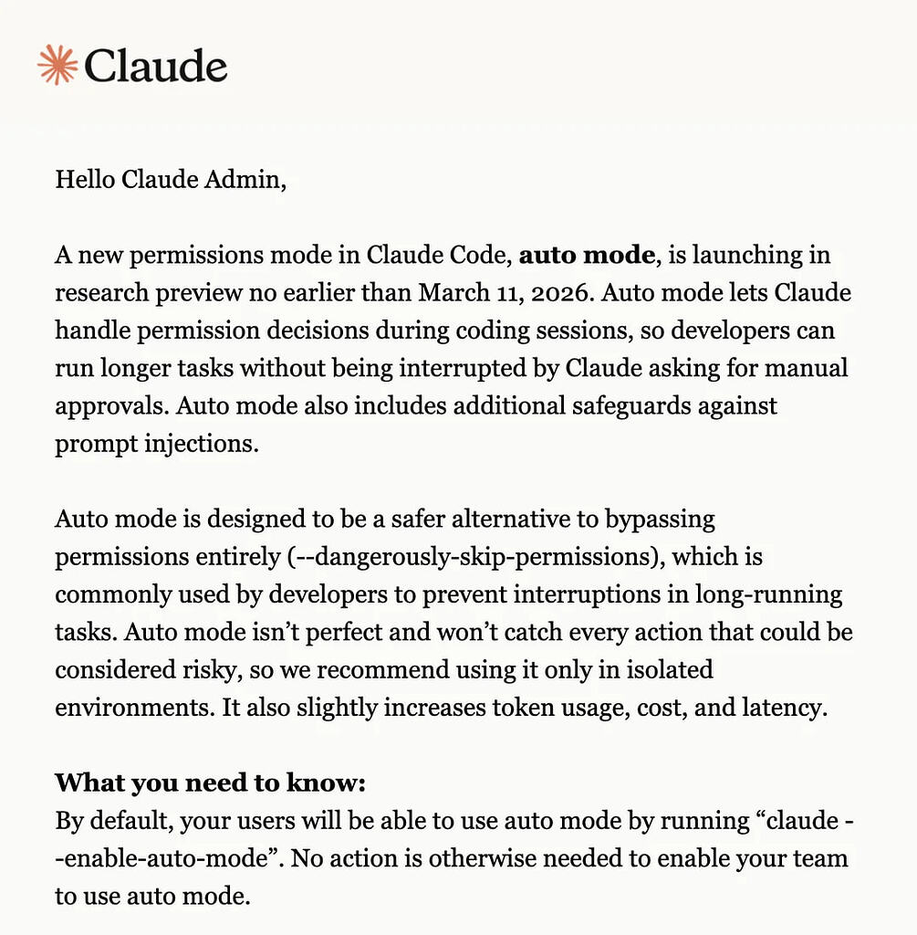 claude code 即将推送 Auto Mode - 前沿快讯 - LINUX DO