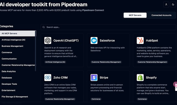 使用 Pipedream Connect 访问 2,500 多个 API 的 MCP 服务器，以及 8,000 个预置工具 - 资源荟萃 ...