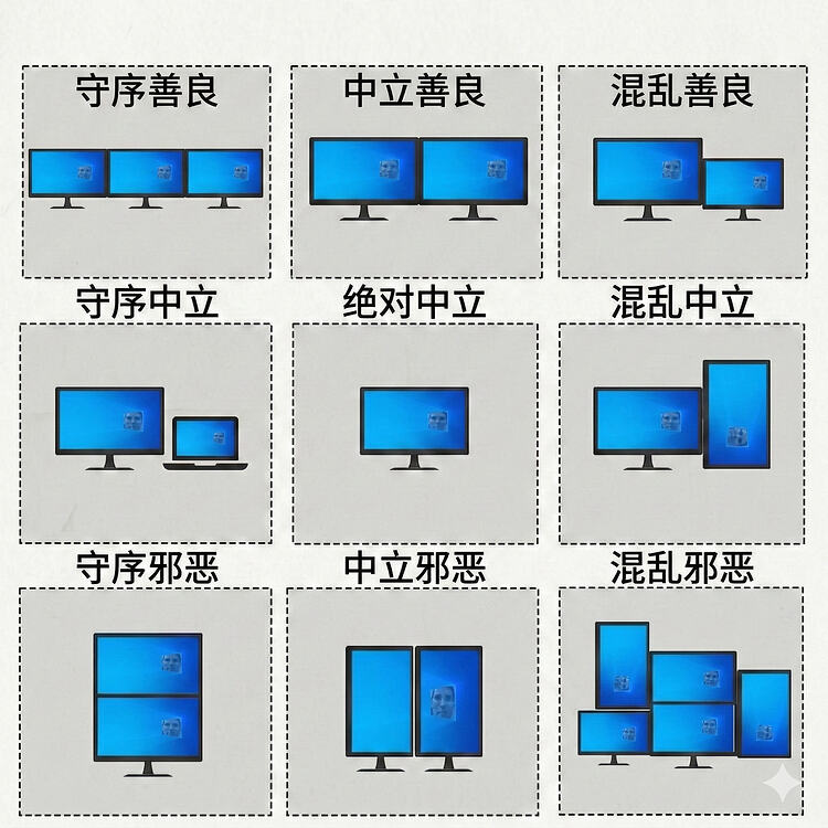 工作台放着1到 n 台显示器,九宫格展示你的布局? - 搞七捻三 - LINUX DO