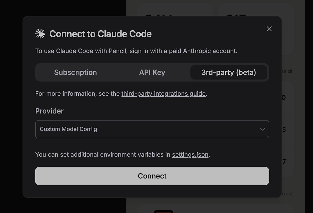 Pencil.dev 支持读取 Claude Code CLI 的自定义 API 配置了 - 前沿快讯 - LINUX DO