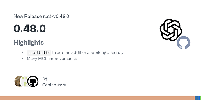 OpenAI发布了 Codex CLI 的0.48.0版本。 - 前沿快讯 - LINUX DO