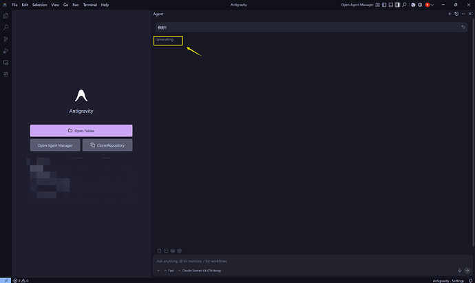 反重力 Antigravity 一直显示 Generating、Loading、Working 没有输出怎么办？ - 开发调优 - LINUX DO