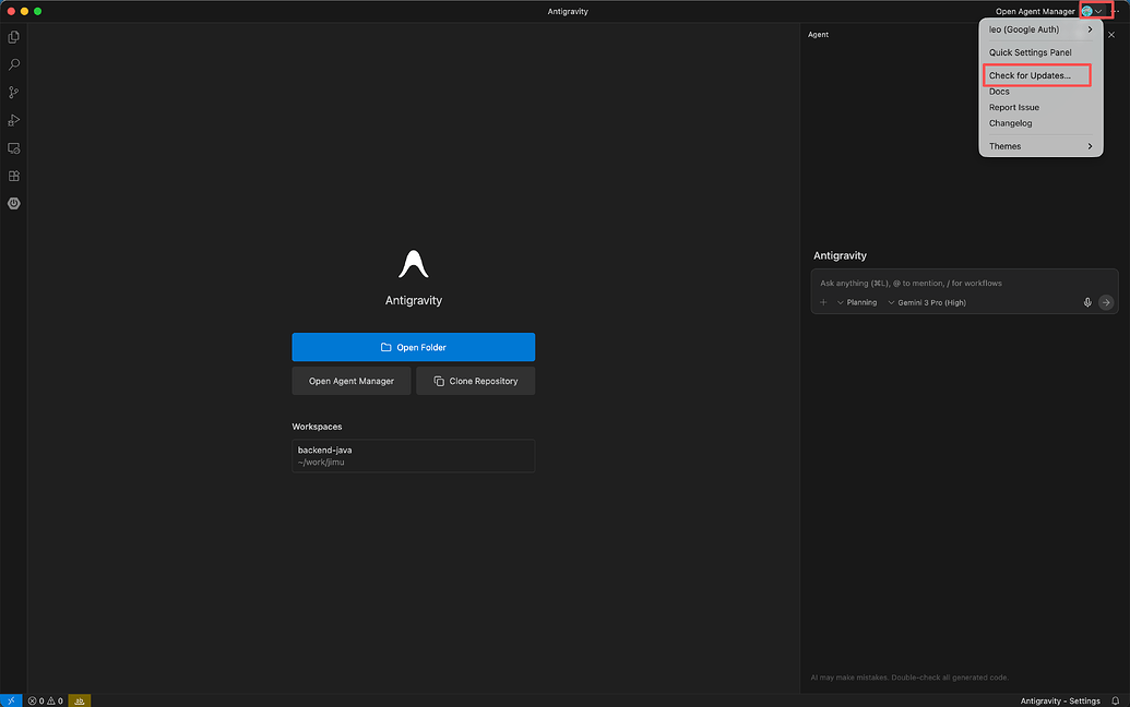 Antigravity 怎么更新？ - 搞七捻三 - LINUX DO