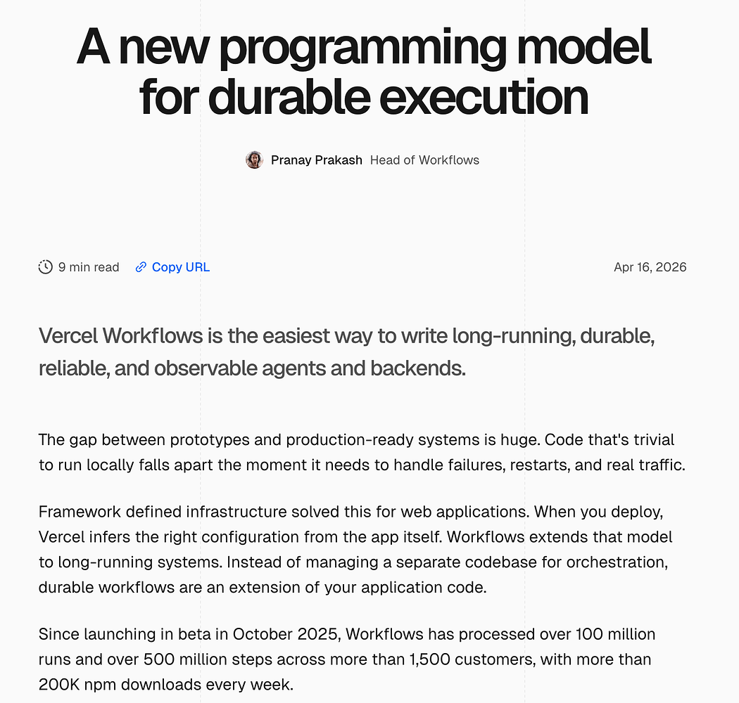 Vercel Workflows正式发布：用两行代码指令替代整套后端编排基础设施！ - 前沿快讯 - LINUX DO