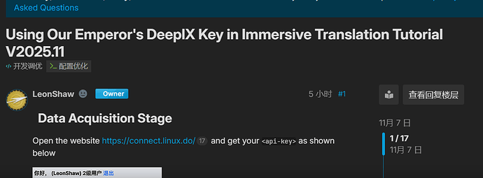 在沉浸式翻译中使用吾皇的DeeplX Key教程 V2025.11 - 开发调优 - LINUX DO