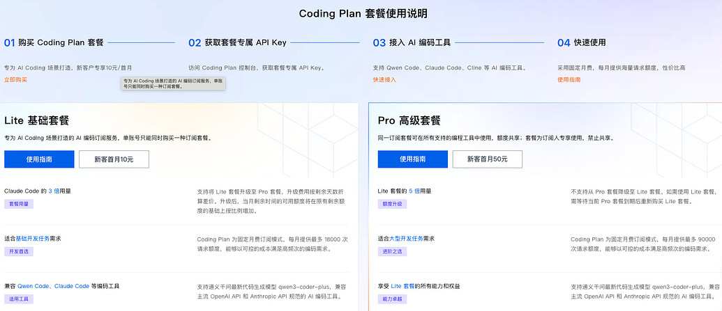 阿里云百炼上新 Coding Plan - 前沿快讯 - LINUX DO
