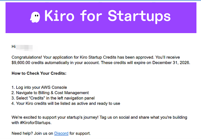 Kiro Pro+ startup 计划申请成功 ，$9600到账！ - 福利羊毛 - LINUX DO