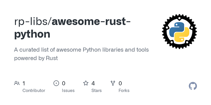 CRPython 🫪 精心整理的由 Rust 驱动的出色 Python 库和工具列表 - 资源荟萃 - LINUX DO