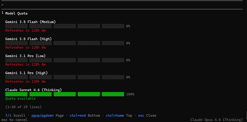 Antigravity-cli额度也太离谱了，128小时才恢复 - 搞七捻三 - LINUX DO