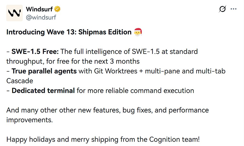 Windsurf SWE-1.5 免费，新增并行开发 worktree 支持 - 开发调优 - LINUX DO