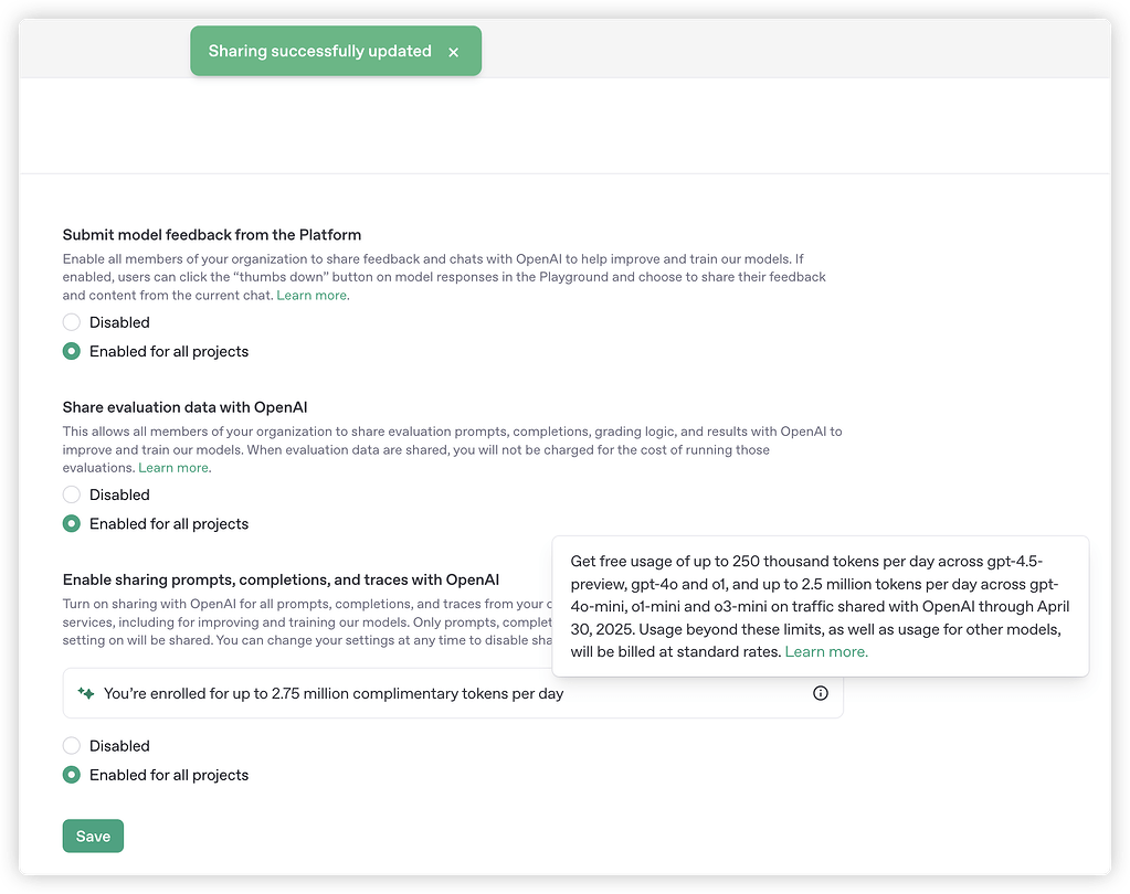OpenAI 共享数据获取免费 token - 搞七捻三 - LINUX DO