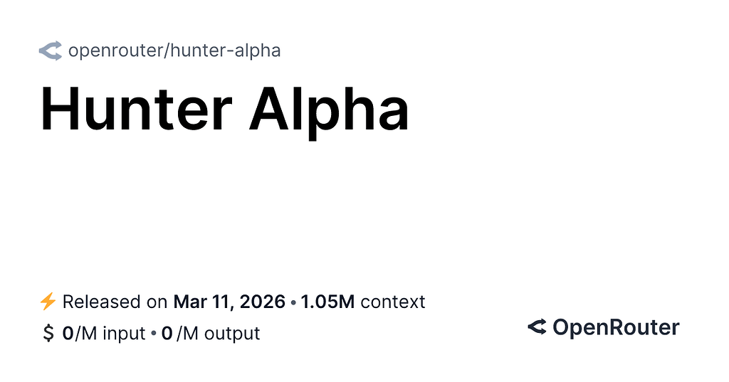 Openrouter 上线新隐形模型Hunter Alpha和Healer Alpha - 前沿快讯 - LINUX DO