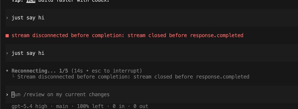 [已解决]CPA Codex “stream disconnected before completion: stream closed ...