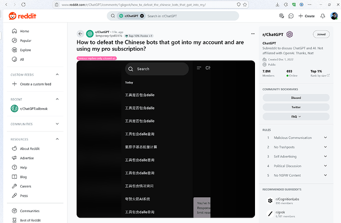 国外ChatGPT用户的账号被chat2api了 - 前沿快讯 - LINUX DO