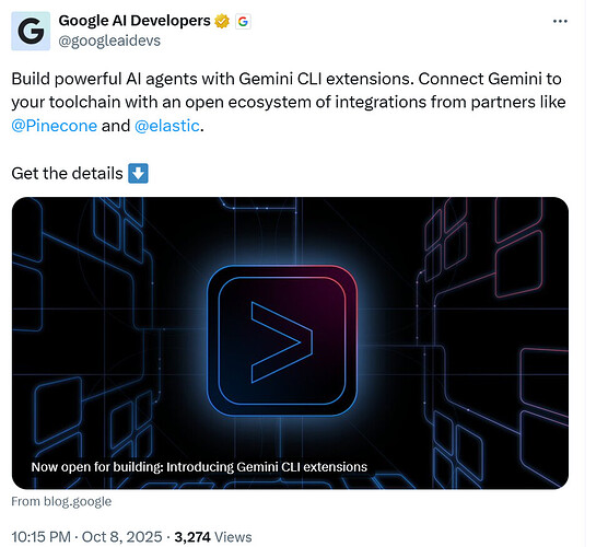 Gemini CLI extensions 刚刚发布了 - 前沿快讯 - LINUX DO