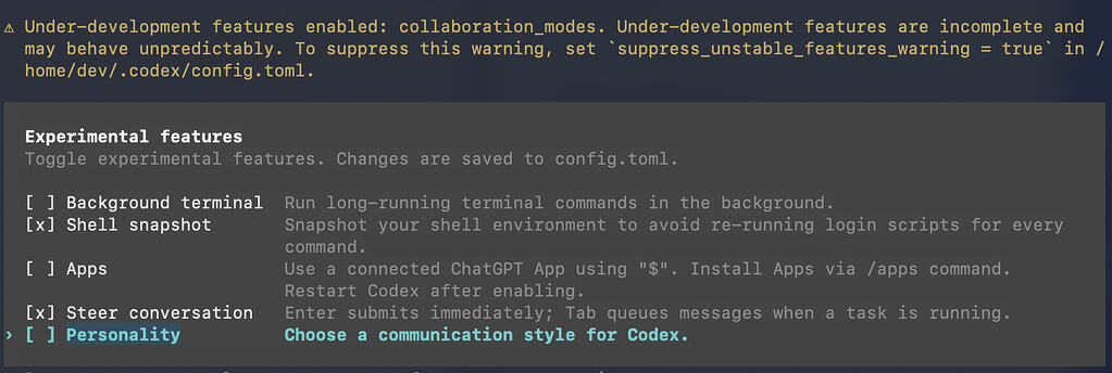 codex v0.93.0 新增了 app 和 personality 两个实验功能，更新了plan模式的显示逻辑 - 搞七捻三 - LINUX DO
