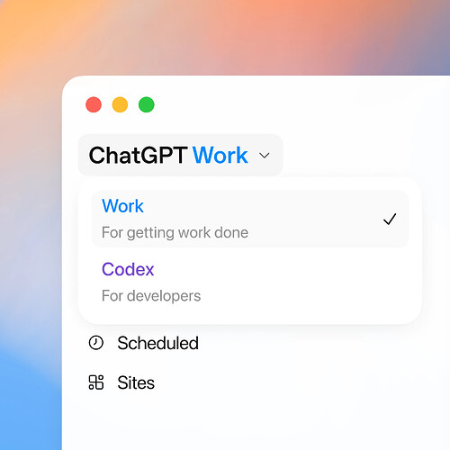 ChatGPT Work/Codex 下载地址,看起来只是把设置里的区分出来了 - 开发调优 - LINUX DO