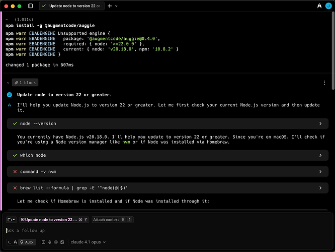 augment code 家的 Augment CLI （auggie）终于发布 beta 版本了 - 开发调优 - LINUX DO