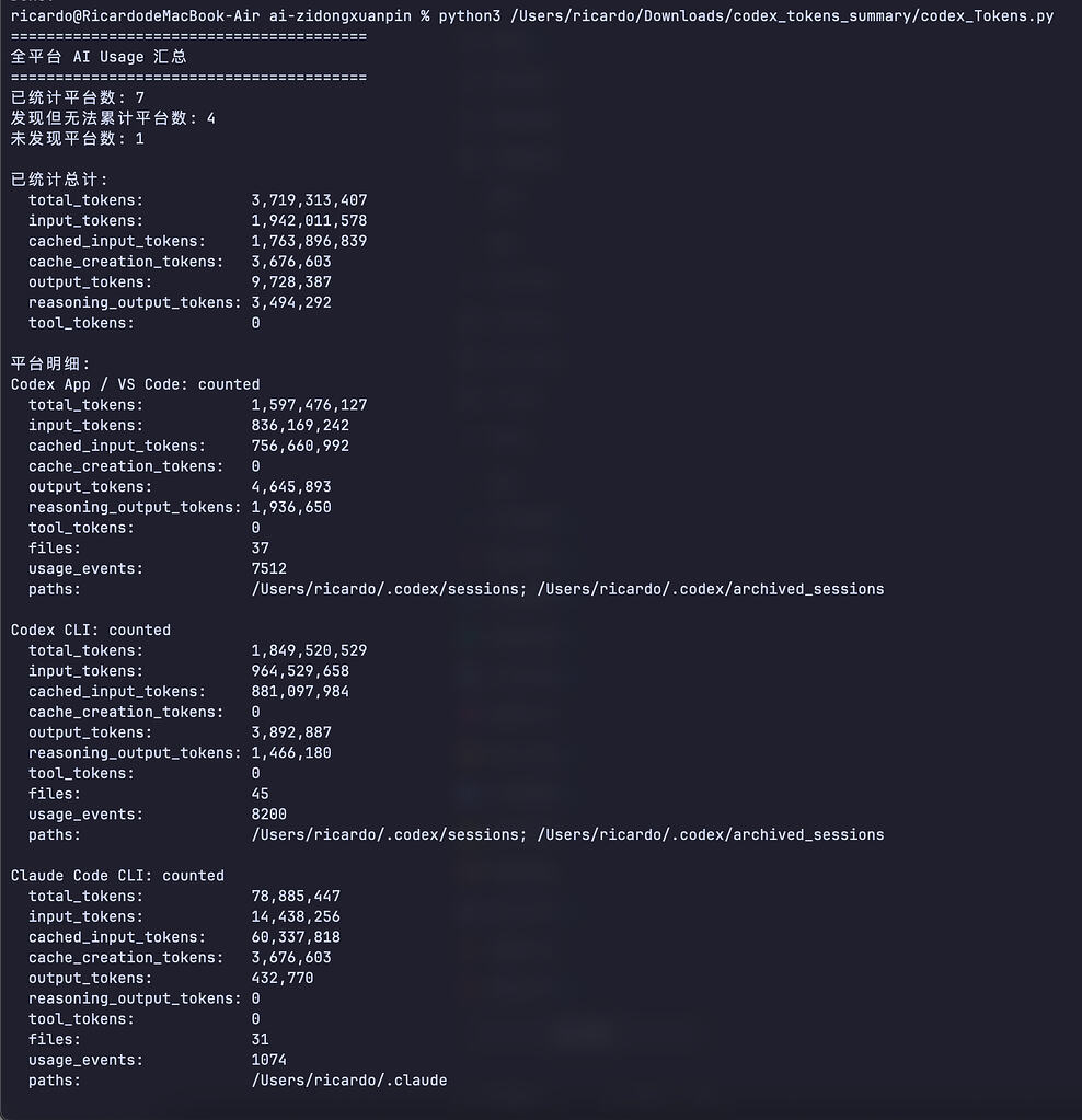 让CodeX写了一个多平台Token统计脚本 - 开发调优 - LINUX DO