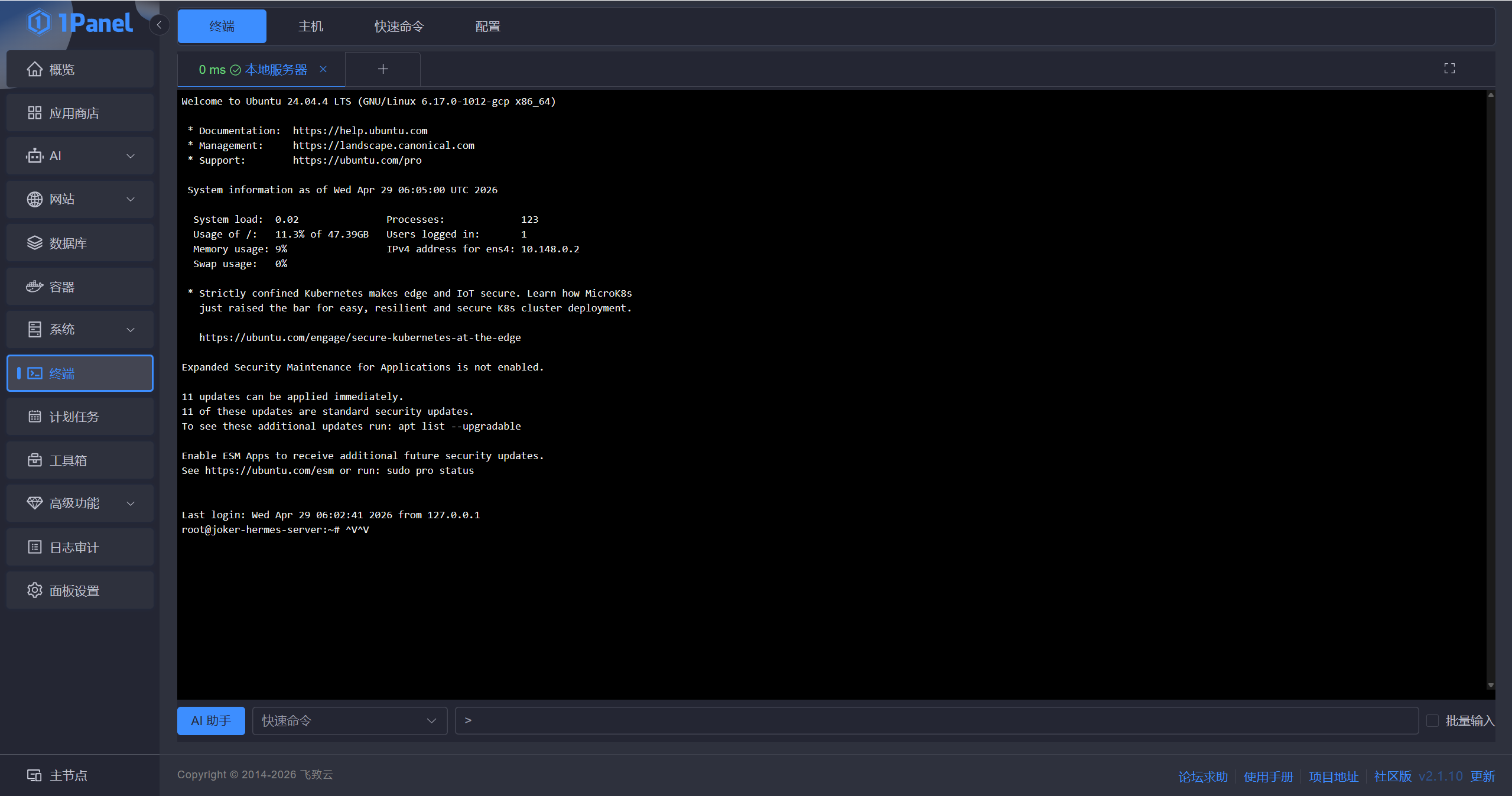 求助：1Panel终端不能粘贴问题 - 搞七捻三 - LINUX DO