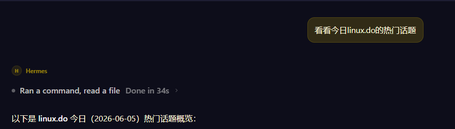 Hermes Agent - #21，来自 Yunfei_Chen - 开发调优 - LINUX DO