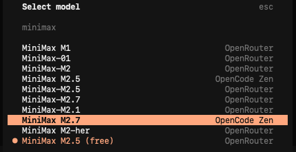 快讯:opencode zen又恢复了 minimax M3 蹬起来 - 前沿快讯 - LINUX DO
