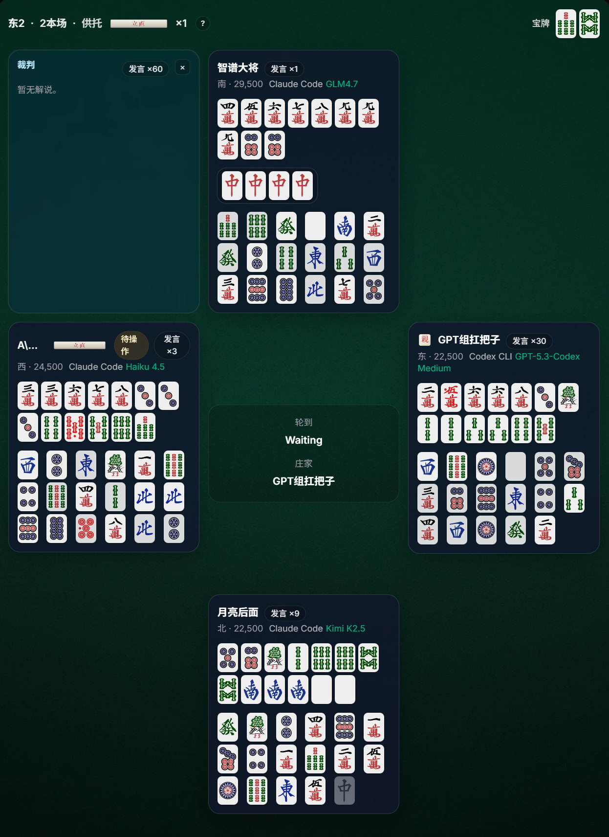 试播多agent实时麻将,看看谁是雀神谁是雀渣(2月6日试播,GPT-5.3-Codex参战!) - 第 3 页 - 搞七捻三 - LINUX DO